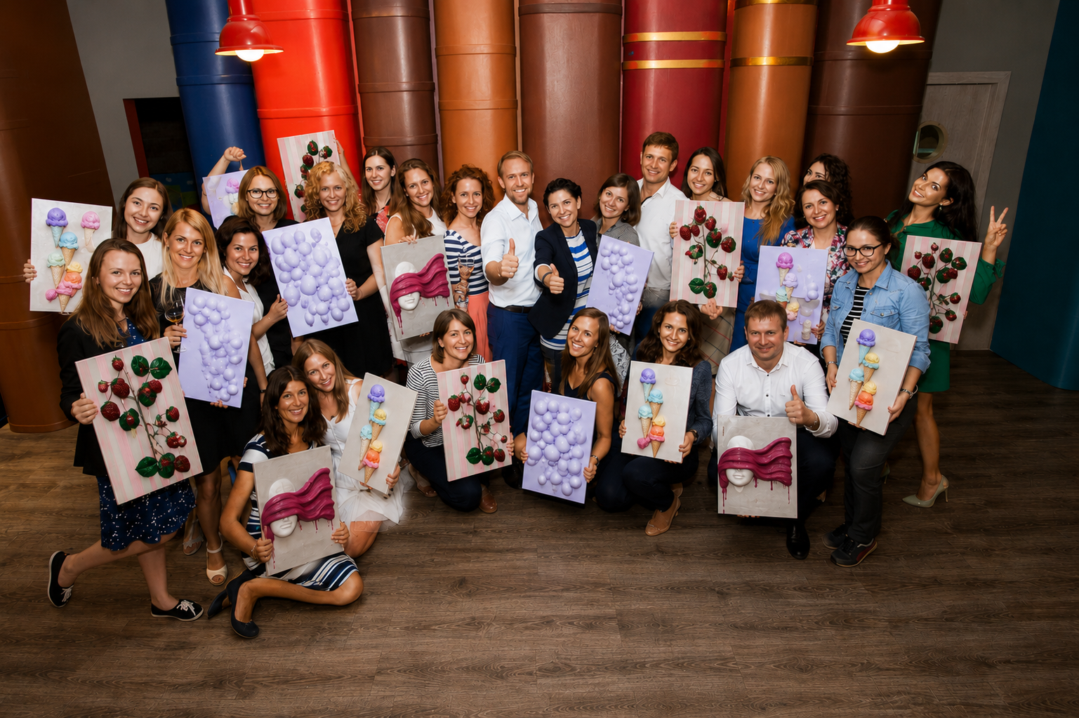3D canvas artwork created at a Bubble Brush corporate team building workshop in Toronto
